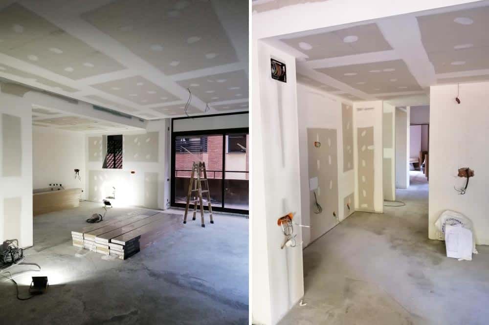 Acabados de las placas de pladur en paredes y techos - Reforma de piso Sincro