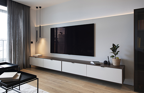 Després d'un saló moblat i decorat. Projecte de mobiliari per a un pis d'obra nova a Barcelona.