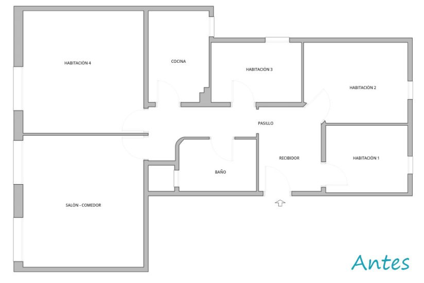 Distribució interior abans de la reforma del pis El Putxet (Barcelona)